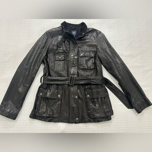 GAP Black Military Style Leather Jacket